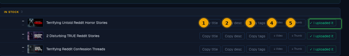 Row action buttons explained